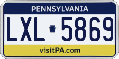 PA license plate LXL5869