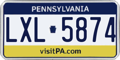PA license plate LXL5874