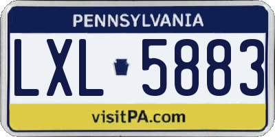 PA license plate LXL5883