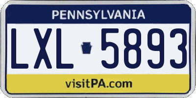 PA license plate LXL5893