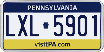 PA license plate LXL5901