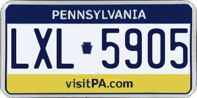 PA license plate LXL5905