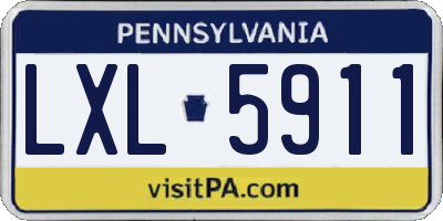 PA license plate LXL5911