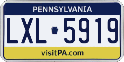 PA license plate LXL5919
