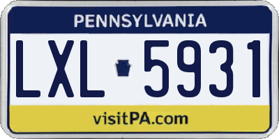 PA license plate LXL5931
