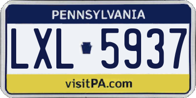 PA license plate LXL5937