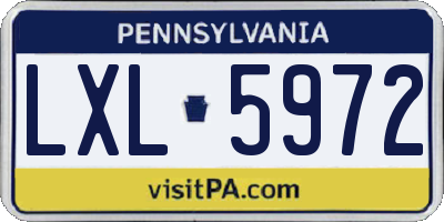 PA license plate LXL5972