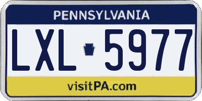 PA license plate LXL5977