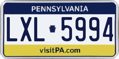 PA license plate LXL5994