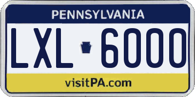 PA license plate LXL6000