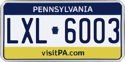 PA license plate LXL6003