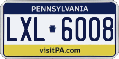 PA license plate LXL6008