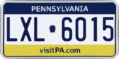 PA license plate LXL6015