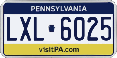 PA license plate LXL6025