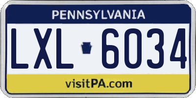 PA license plate LXL6034