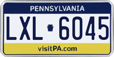 PA license plate LXL6045