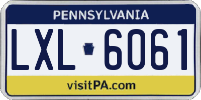 PA license plate LXL6061