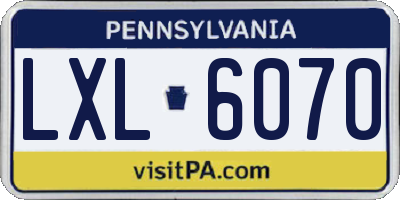 PA license plate LXL6070