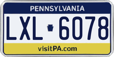PA license plate LXL6078