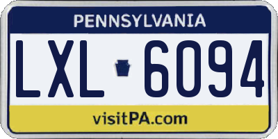 PA license plate LXL6094