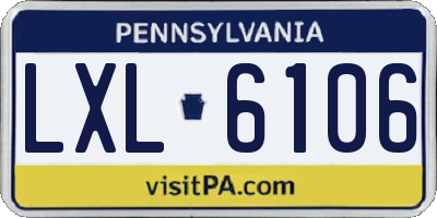 PA license plate LXL6106
