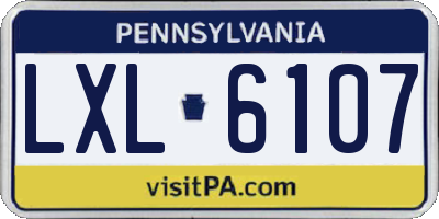 PA license plate LXL6107