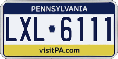 PA license plate LXL6111
