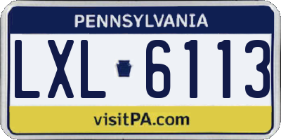 PA license plate LXL6113