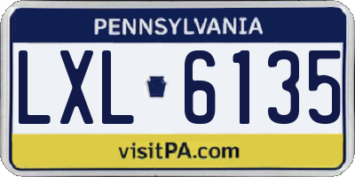 PA license plate LXL6135