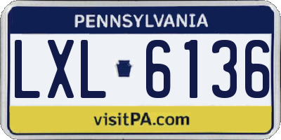 PA license plate LXL6136