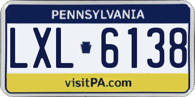 PA license plate LXL6138