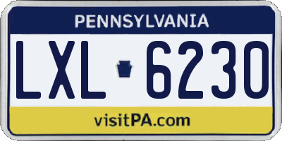 PA license plate LXL6230