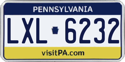 PA license plate LXL6232