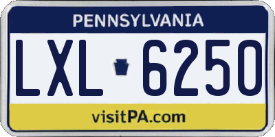 PA license plate LXL6250