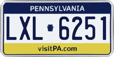 PA license plate LXL6251