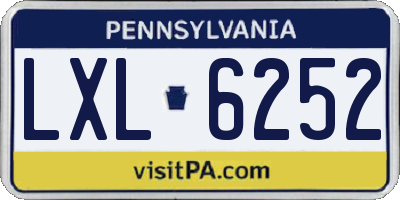 PA license plate LXL6252