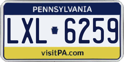PA license plate LXL6259