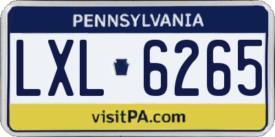 PA license plate LXL6265