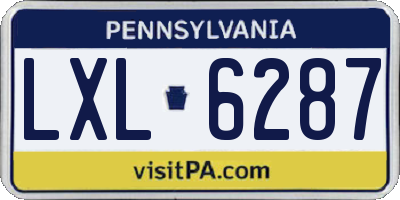 PA license plate LXL6287