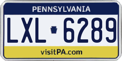 PA license plate LXL6289