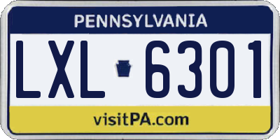 PA license plate LXL6301