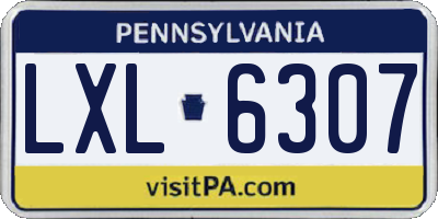 PA license plate LXL6307