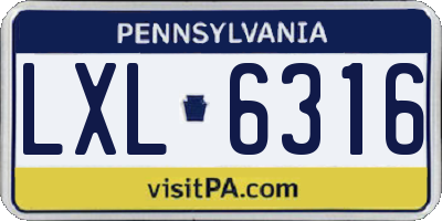PA license plate LXL6316