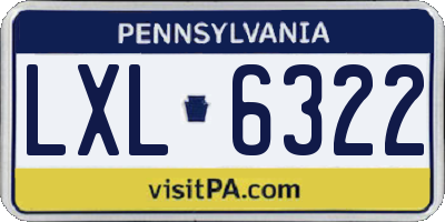 PA license plate LXL6322