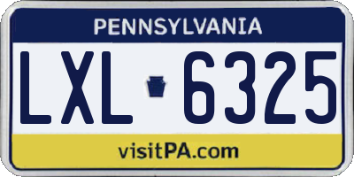 PA license plate LXL6325