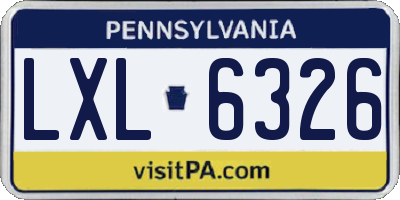 PA license plate LXL6326