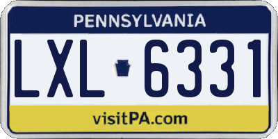 PA license plate LXL6331
