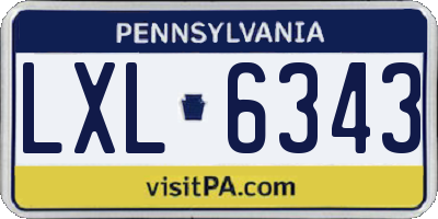 PA license plate LXL6343