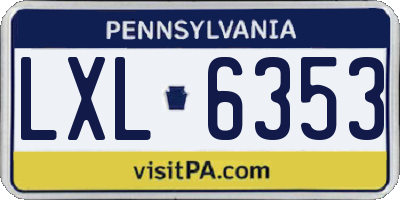PA license plate LXL6353