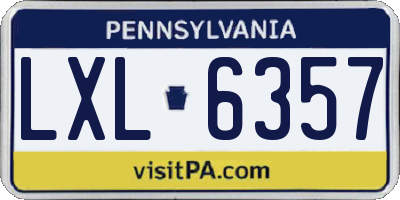 PA license plate LXL6357